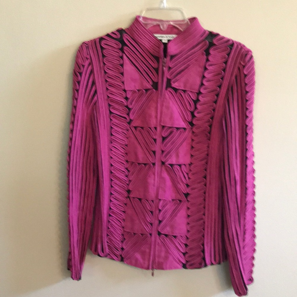 Purple faux suede fitted jacket.